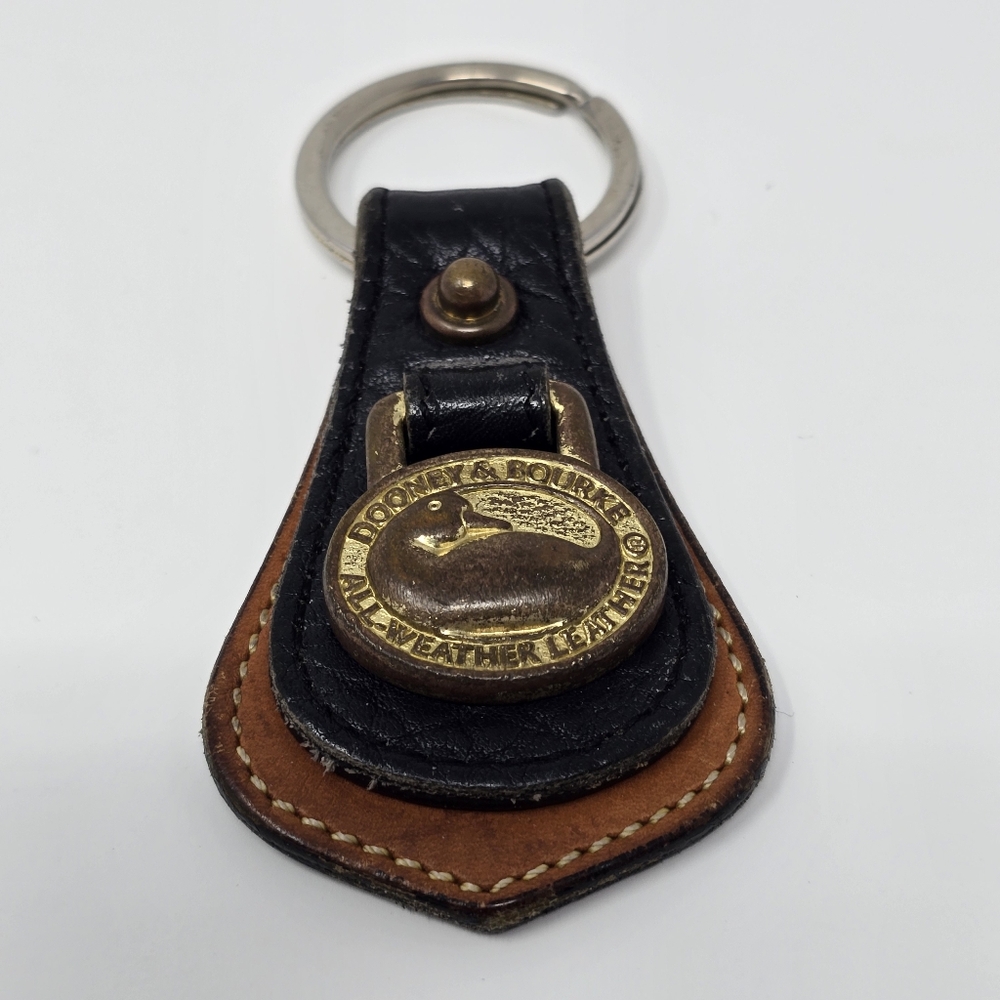 Dooney & Bourke Black and Brown Leather Key Chain - Vintage